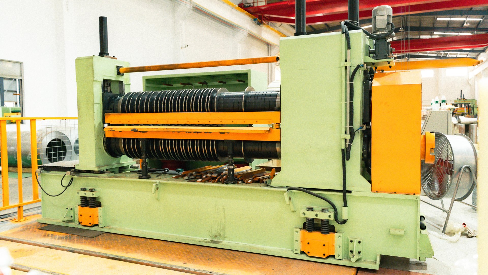 Circular knife head on a RONGXING coil slitting line